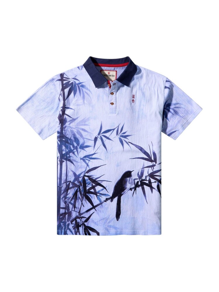 Joe Browns Blue Brilliant Bamboo Print Polo Shirt - Image 6 of 6 Joe Browns Blue Brilliant Bamboo Print Polo Shirt - Image 6 of 6