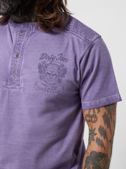 Joe Browns Purple Washed and Worn Henley T-Shirt - Image 2 of 5