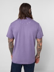 Joe Browns Purple Washed and Worn Henley T-Shirt - Image 4 of 5