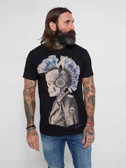 Joe Browns Black Dead Brave Punked Skull T-Shirt - Image 1 of 5