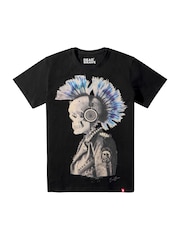 Joe Browns Black Dead Brave Punked Skull T-Shirt - Image 5 of 5
