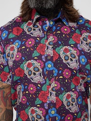 Joe Browns Purple Creative Calavera Skull Shirt - Image 3 of 6