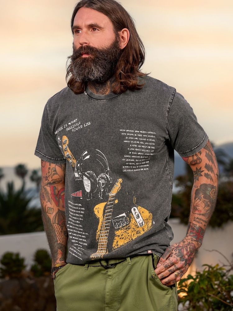 Joe Browns Grey Music Script T-Shirt - Image 1 of 6