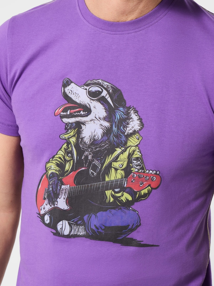 Joe Browns Purple Guitar Hound T-Shirt - Image 2 of 5