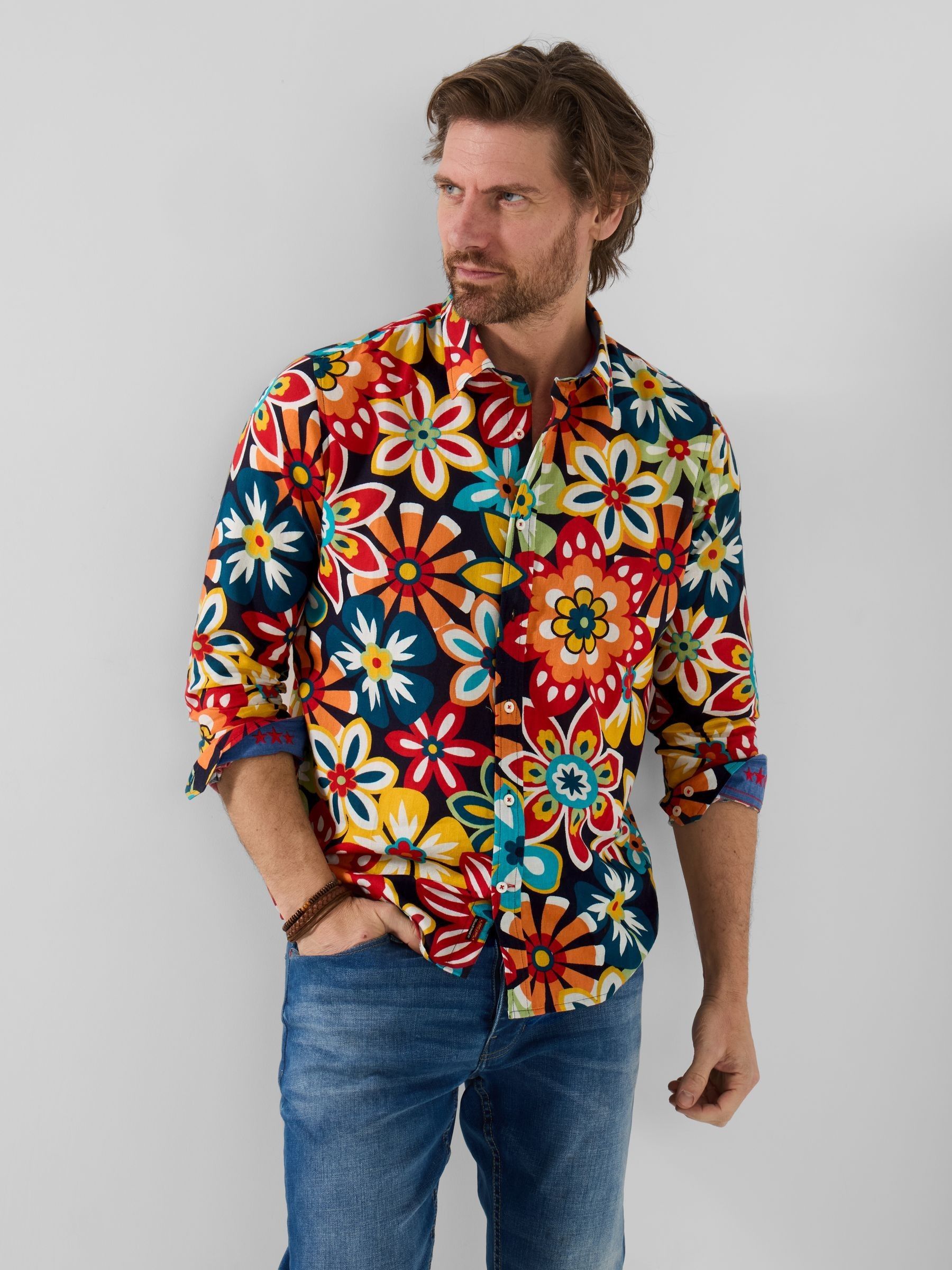 Buy Joe Browns Red Floral Flashback Linen Blend Shirt from the