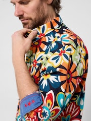 Joe Browns Red Floral Flashback Linen Blend Shirt - Image 5 of 6