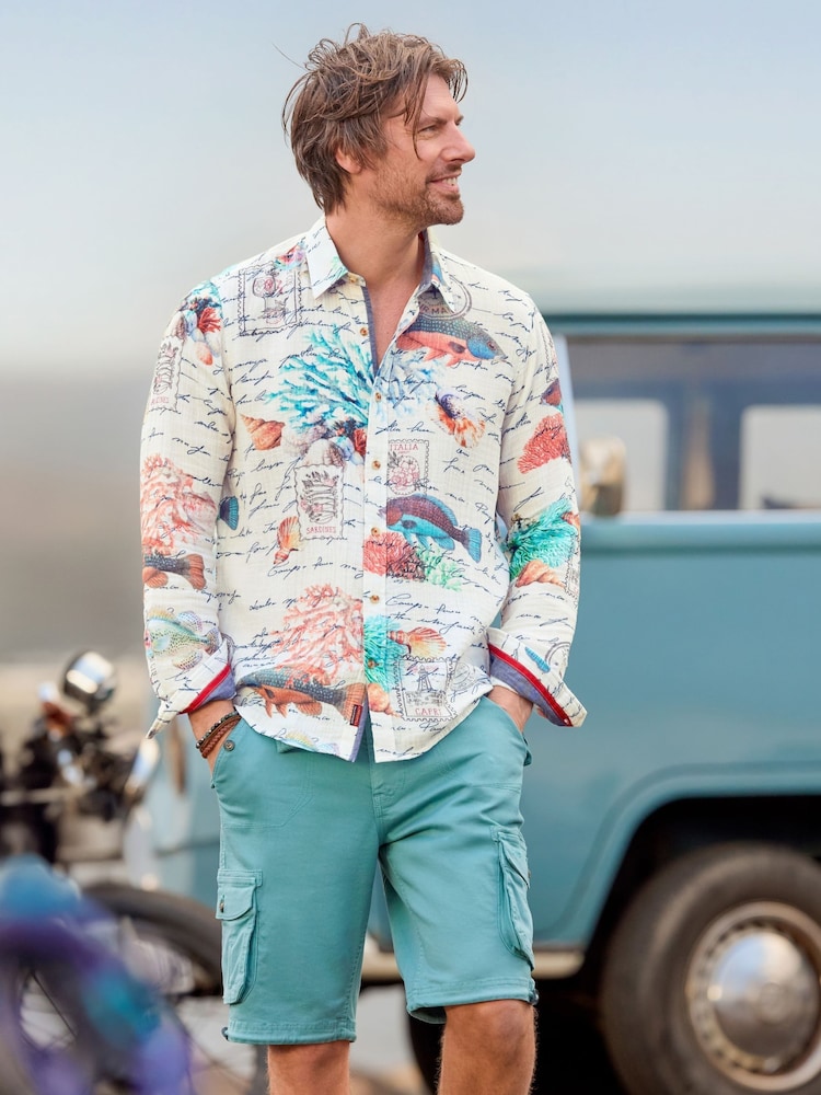 Joe Browns Cream Reef Notes Crinkle Shirt - Image 1 of 6