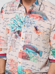 Joe Browns Cream Reef Notes Crinkle Shirt - Image 3 of 6