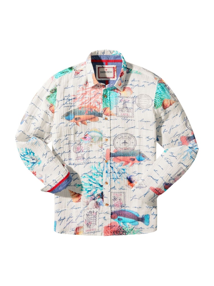 Joe Browns Cream Reef Notes Crinkle Shirt - Image 6 of 6