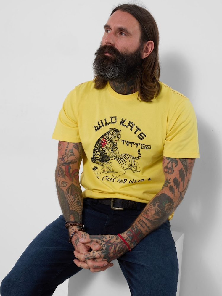 Joe Browns Yellow Tattoo Tiger T-Shirt - Image 2 of 6