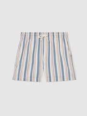 Reiss Blue/Ecru Mararani Striped Drawstring Shorts - Image 2 of 5