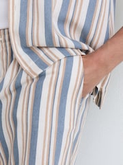 Reiss Blue/Ecru Mararani Striped Drawstring Shorts - Image 3 of 5
