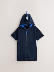 Navy Dino Towelling Zip Up Cover-Up (3mths-7yrs) - Image 1 of 4