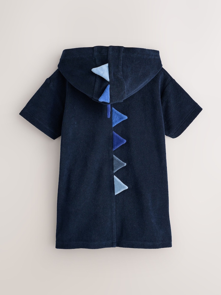 Navy Dino Towelling Zip Up Cover-Up (3mths-7yrs) - Image 2 of 4
