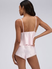 Boux Avenue Pink Gingham Satin Cami Pyjamas Set - Image 4 of 5