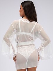 Boux Avenue White Mallory Mesh Kimono Robe - Image 2 of 6
