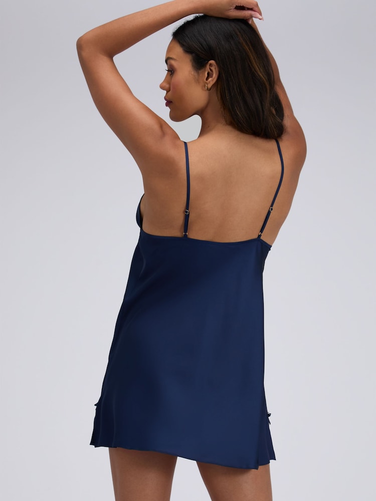 Boux Avenue Blue Kaya Satin Chemise - Image 6 of 6