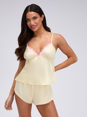 Boux Avenue Yellow Kaya Satin Cami Pyjamas Set - Image 1 of 6