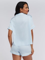 Niebieski - Boux Avenue Stripe Satin Short Pyjamas Set - Obraz 4 z 6