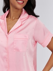 Boux Avenue Pink Spot Satin Short Pyjamas Set - Image 5 of 6