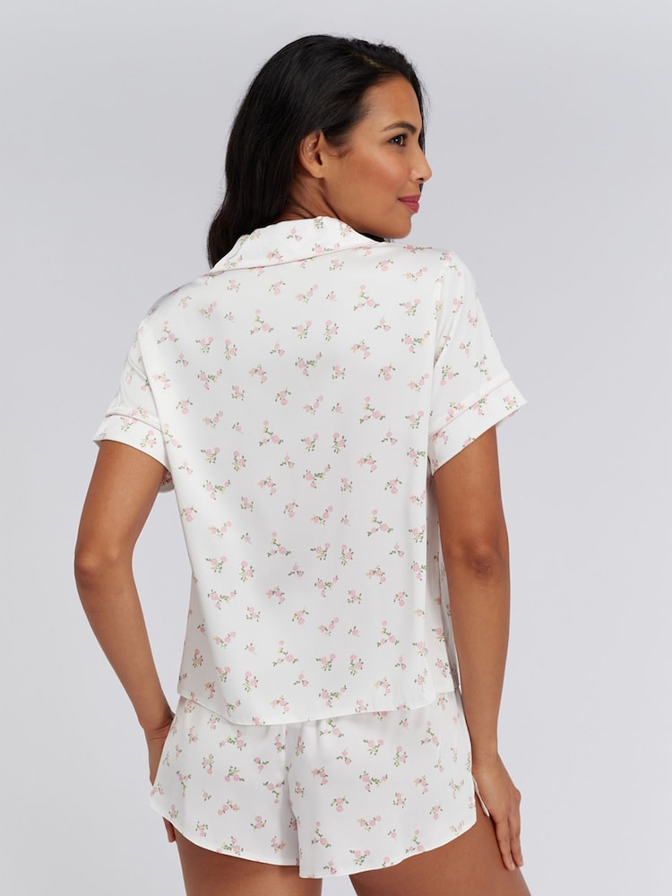 Boux Avenue White Floral Satin Short Pyjamas Set - Image 2 of 6