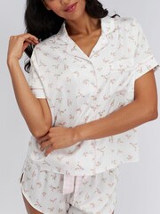 Boux Avenue White Floral Satin Short Pyjamas Set - Image 3 of 6