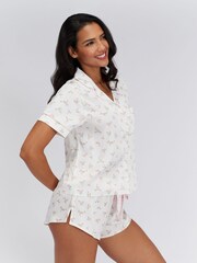 Boux Avenue White Floral Satin Short Pyjamas Set - Image 5 of 6