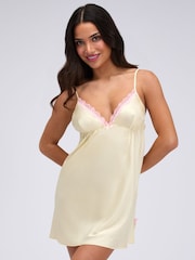 Boux Avenue Yellow Kaya Satin Chemise - Image 1 of 6