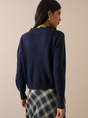 Nobodys Child Blue Crochet Trim V Neck Cardigan - Image 4 of 5