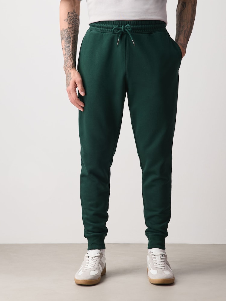 Dark Green Slim Fit Brushback Joggers - Image 2 of 5 Dark Green Slim Fit Brushback Joggers - Image 2 of 5