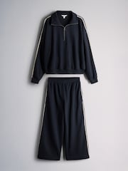The Set Funnel Neck Sweat with Straight Leg Joggers Co-Ord Set Navy - Image 1 of 5