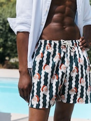 Verde/Blanco - Shorts de baño navideños familiares a juego - Imagen 1 de 5