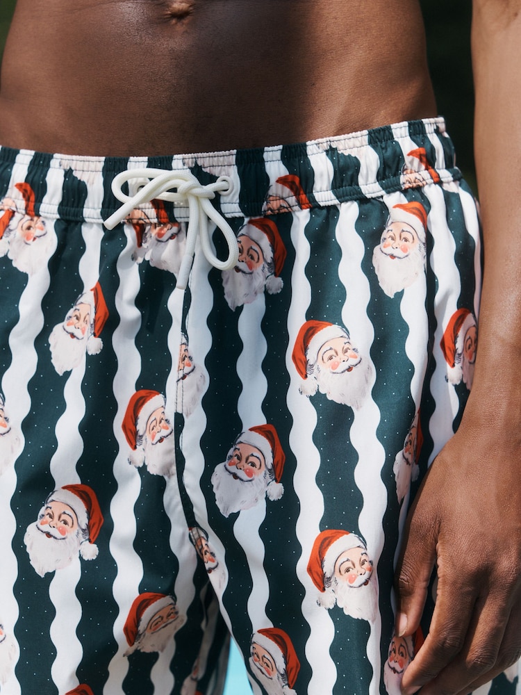 Verde/Blanco - Shorts de baño navideños familiares a juego - Imagen 5 de 5