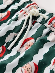 Green/White Matching Family Christmas Swim Shorts - Image 7 of 8