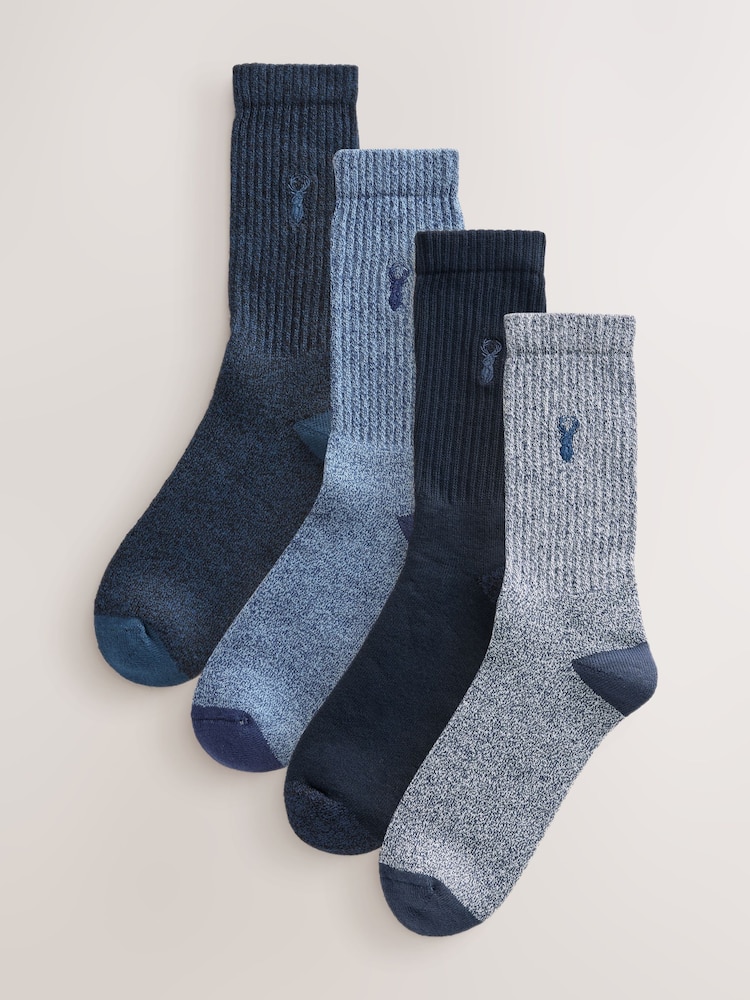 Blue Twisted Heavyweight Socks 4 Pack - Image 1 of 8