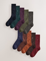 Rich Red/ Blue Green - Zestaw 10 par grubych skarpetek z haftem jelenia - Obraz 1 z 14