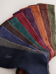 Rich Red/ Blue Green - Zestaw 10 par grubych skarpetek z haftem jelenia - Obraz 13 z 14