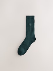 Rich Red/ Blue Green - Zestaw 10 par grubych skarpetek z haftem jelenia - Obraz 7 z 14