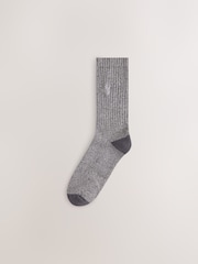 Bleu/Gris - Lot de 10 paires de chaussettes épaisses brodées de cerf - Image 11 de 14