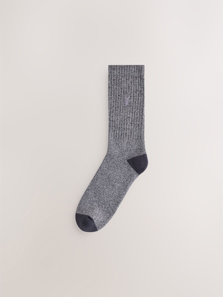 Bleu/Gris - Lot de 10 paires de chaussettes épaisses brodées de cerf - Image 14 de 14