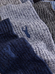 Bleu/Gris - Lot de 10 paires de chaussettes épaisses brodées de cerf - Image 3 de 14