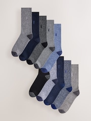 Bleu/Gris - Lot de 10 paires de chaussettes épaisses brodées de cerf - Image 4 de 14