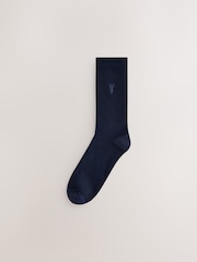 Bleu/Gris - Lot de 10 paires de chaussettes épaisses brodées de cerf - Image 8 de 14