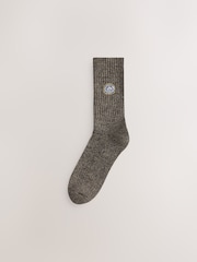 Green/ Neutral Forest Embroidery Twisted Heavyweight Socks 4 Pack - Image 4 of 8