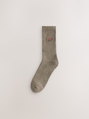 Green/ Neutral Forest Embroidery Twisted Heavyweight Socks 4 Pack - Image 6 of 8