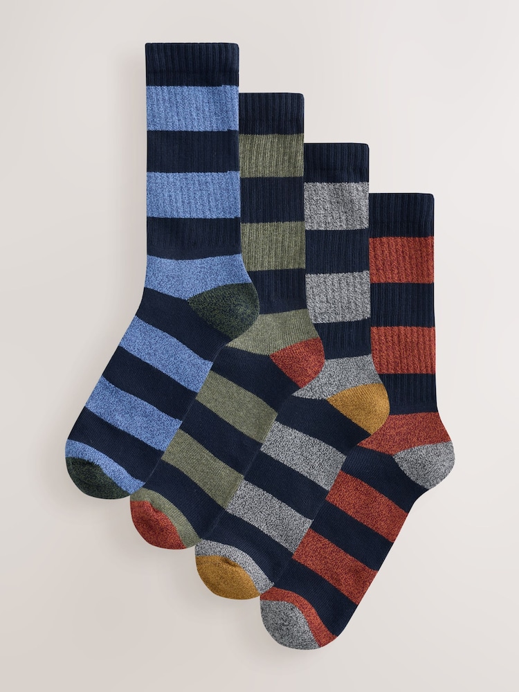 Red/Blue/Green Stripe Twisted Heavyweight Socks 4 Pack - Image 1 of 8
