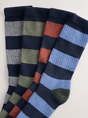 Red/Blue/Green Stripe Twisted Heavyweight Socks 4 Pack - Image 6 of 8