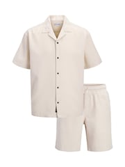 Natur - JACK & JONES JUNIOR Resort Collar Short Sleeve Shirt and Short Textured Set - Bild 1 von 2