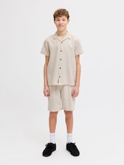 JACK & JONES JUNIOR Natural Resort Collar Short Sleeve Shirt and Short Textured Set - Image 5 of 7