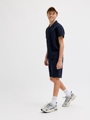 JACK & JONES JUNIOR Blue Resort Collar Short Sleeve Shirt and Short Textured Set - Image 3 of 7